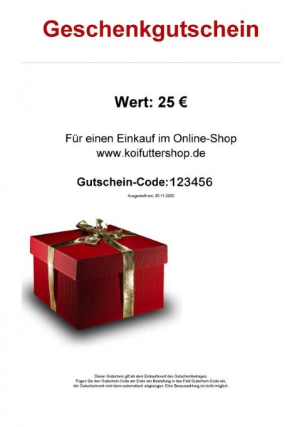 Geschenkgutschein für Koiliebhaber 25 EUR